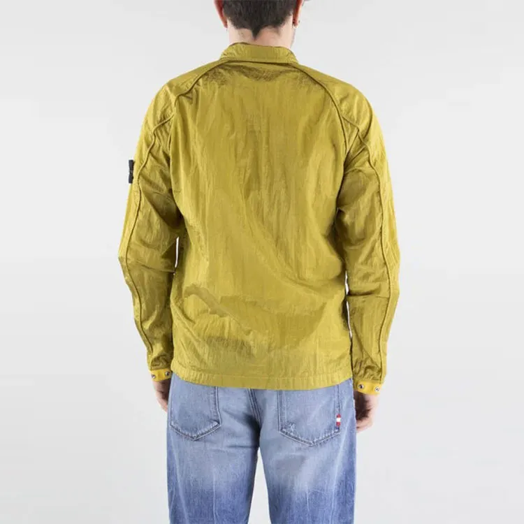 STONE ISLAND Compass patch Crinkled Zip up Overshirt-3