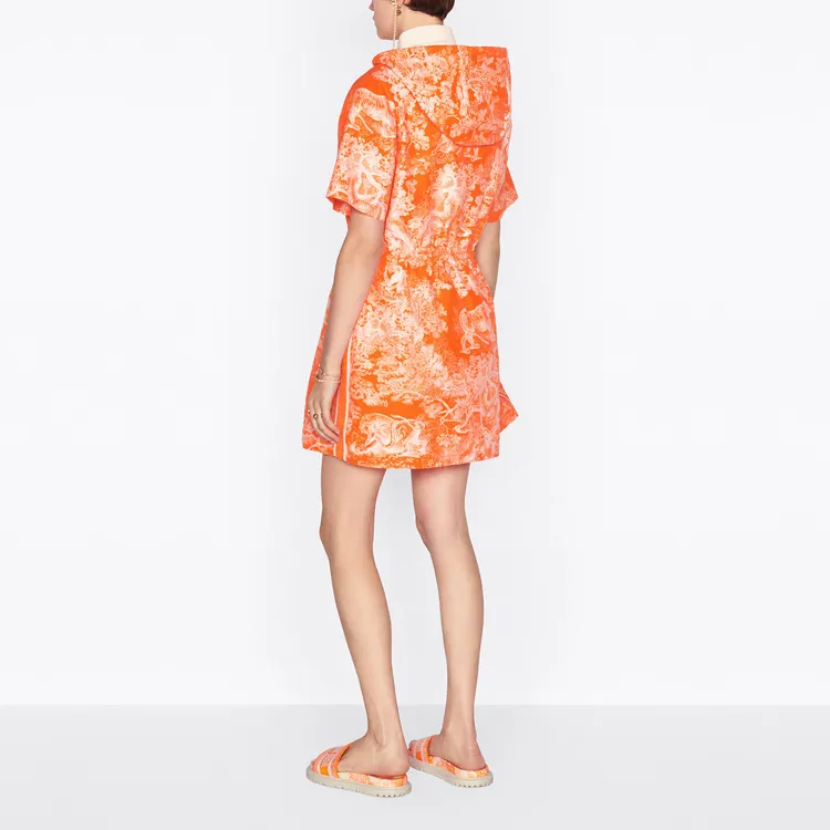 DIOR FW22 Short Sleeved Dress Women's Neon Orange-3