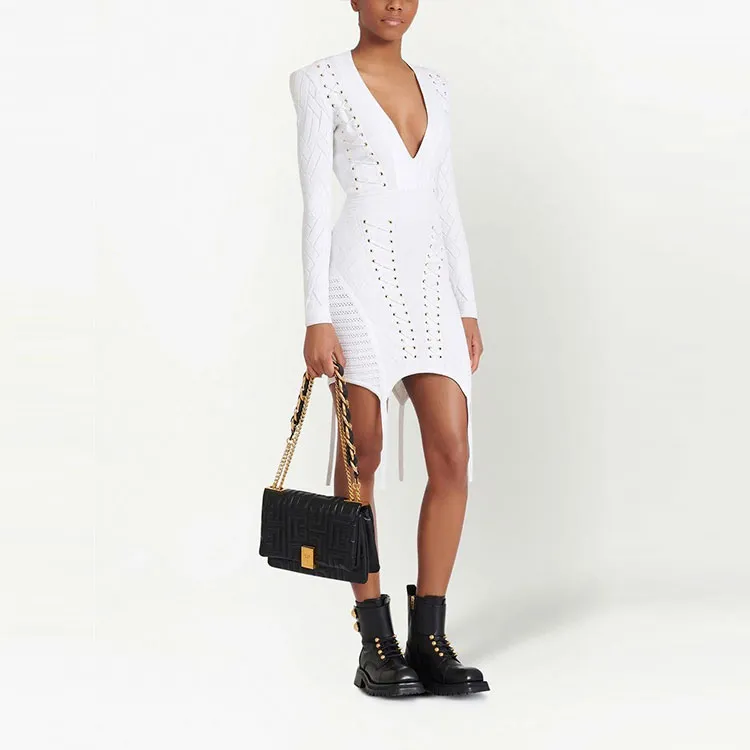 BALMAIN Long-Sleeved Dresses Women's White-2