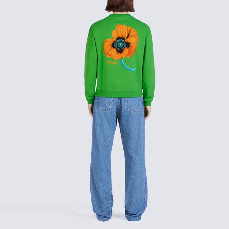 KENZO Poppy Flower Series Sweatshirts Men Green-3