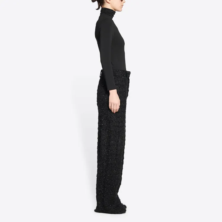 Balenciaga Lamé Effect Tweed Trousers 'Black'-4