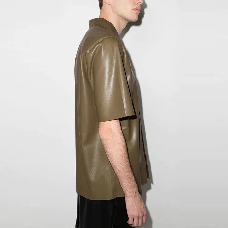 NANUSHKA Short-sleeved Faux Leather Shirt-3