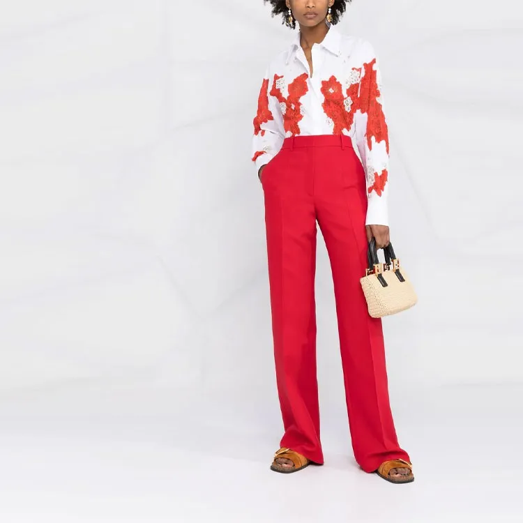Valentino Knitted Sweatpants Women's Red-1
