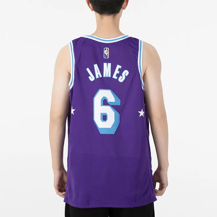 Nike Nba Los Angeles Lakers City Edition Lebron James 6 Dri FIT Swingman Jersey-3
