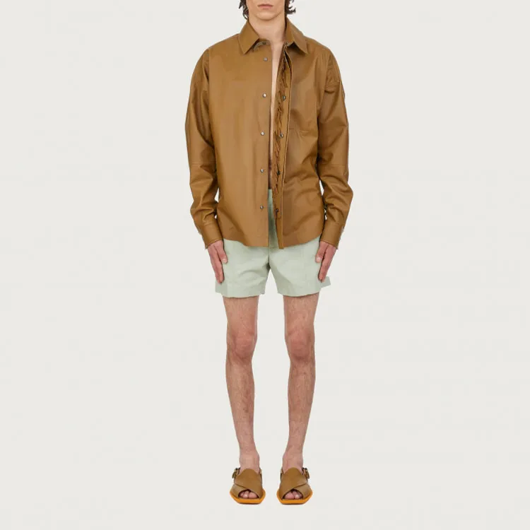 Ferragamo Leather Jackets Men Camel-1