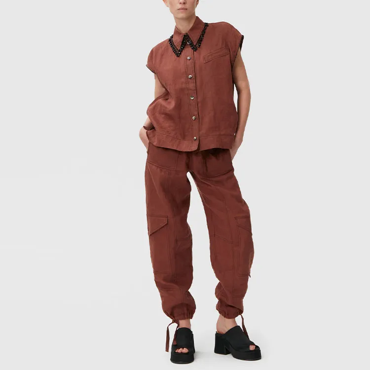 GANNI Shirts Women's Dark Brown-2