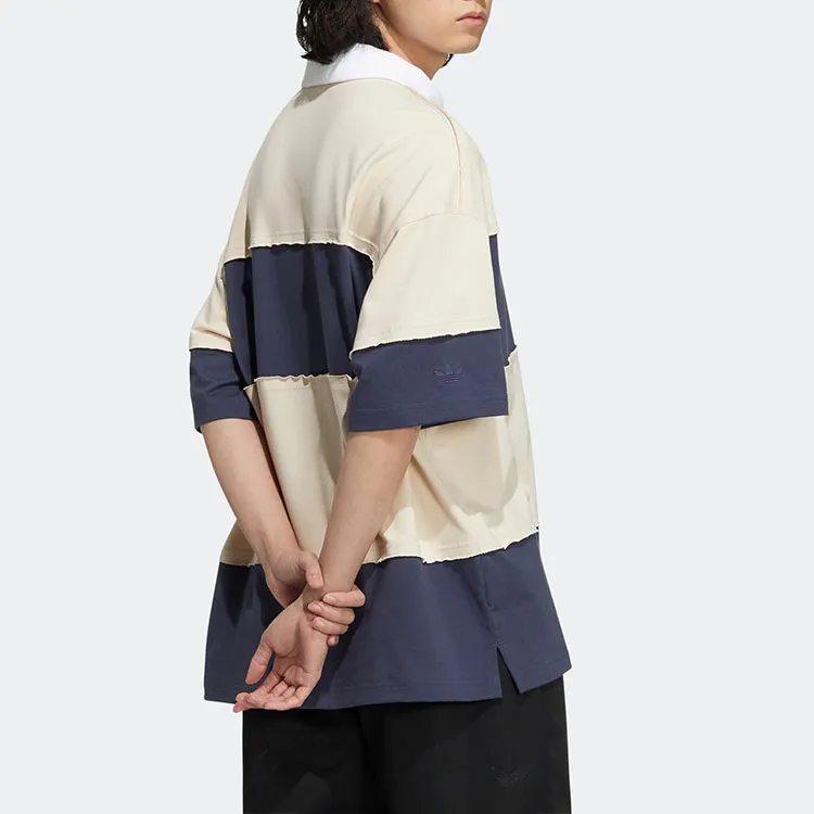 adidas originals CHARR Cartoon Striped Colorblock Polo Shirt Yellow-1
