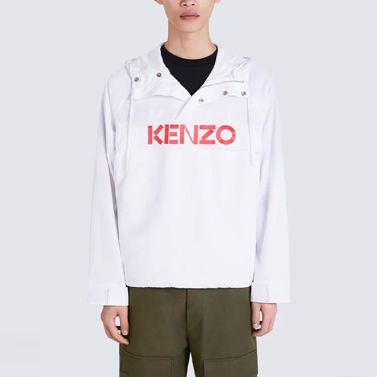 KENZO Logo Printed Drawstring Hoodie-5