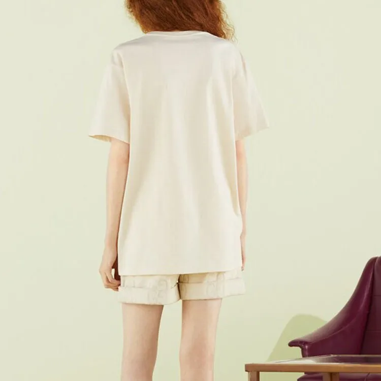 GUCCI Drop Shoulder Sleeve T-Shirt Women's Ecru-3