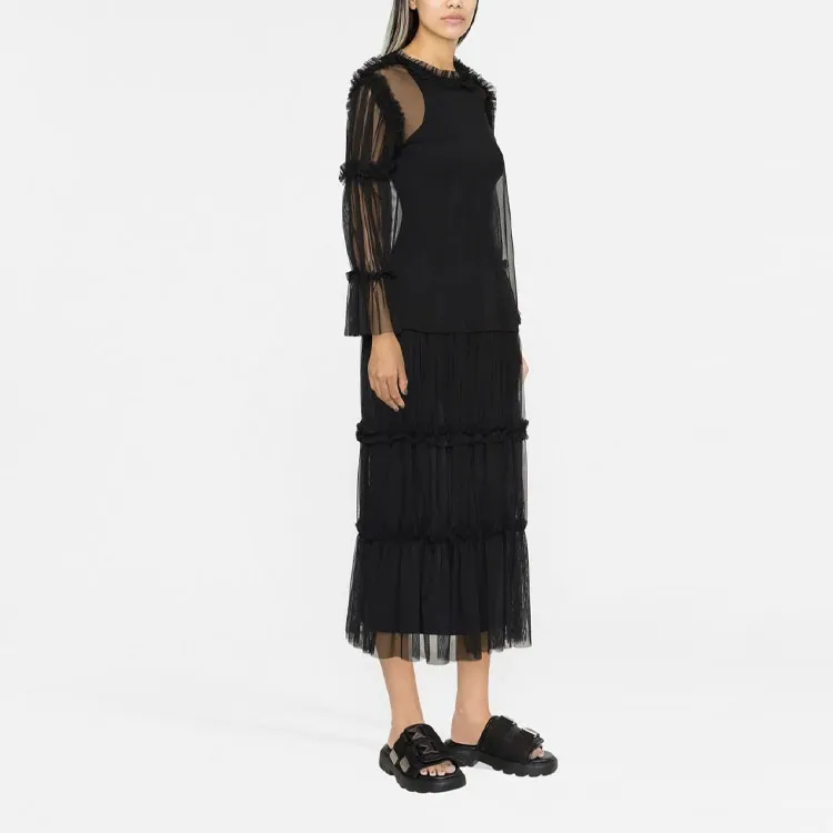 MM6 Maison Margiela Sheer Long length Ruffle trim Blouse-3