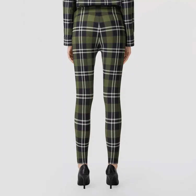 Burberry Tully Check Leggings 'Dark Olive'-2