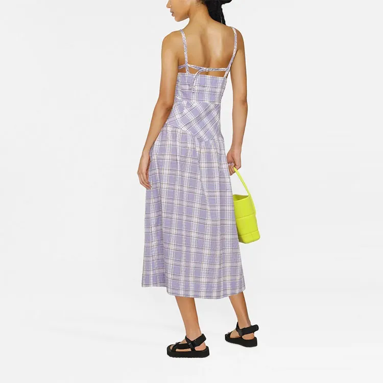 GANNI Sleeveless Dresses Women's Purple-3