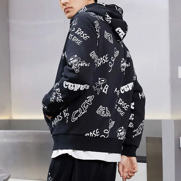 LINING CF Sweatshirts Unisex Black With White All Over Print-3