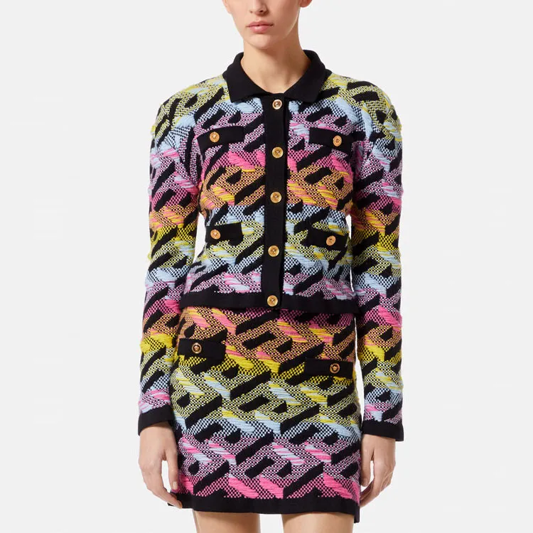 VERSACE La Greca Knit Cardigan 'Multicolor'-1