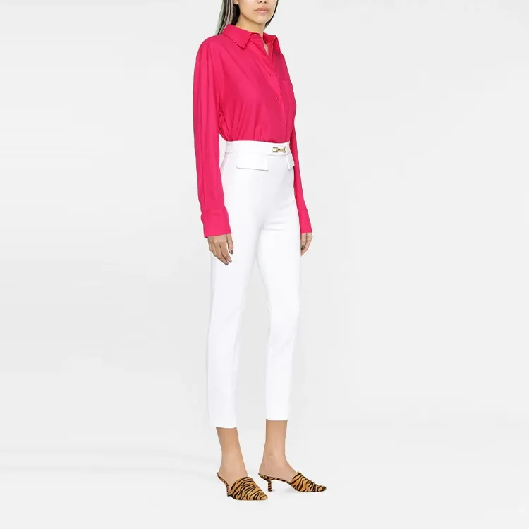 Elisabetta Franchi FW22 Casual Pants Women's Ivory White-3