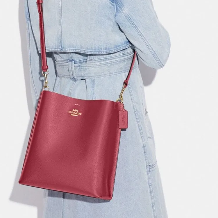 COACH Mollie Leather Bucket Bags Handbags Shoulder Bag Crossbody Bag Large Size Women's Red-4