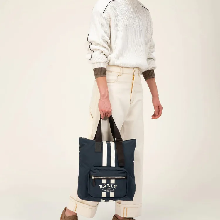 BALLY Fallie Recycled Nylon Tote Bag Shopping Bag Handbag Shoulder Bag Men's Blue-5