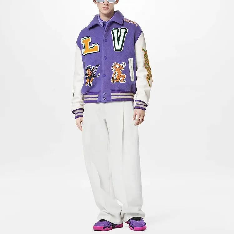 LOUIS VUITTON Multi Patches Mixed Leather Varsity Blouson-2