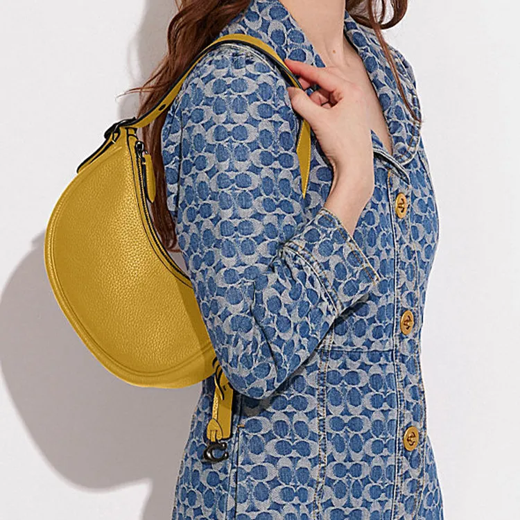 COACH Cow Leather Handbag, Shoulder Bag Women's Yellow-4