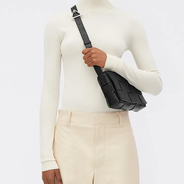 Bottega Veneta Cassette Intreccio Crossbody Bag Black/Parakeet-5