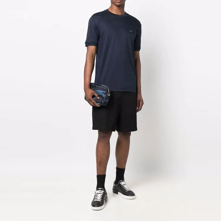 HUGO BOSS Drop Shoulder Sleeve Short Sleeved T Shirts Men's Marine Blue-2