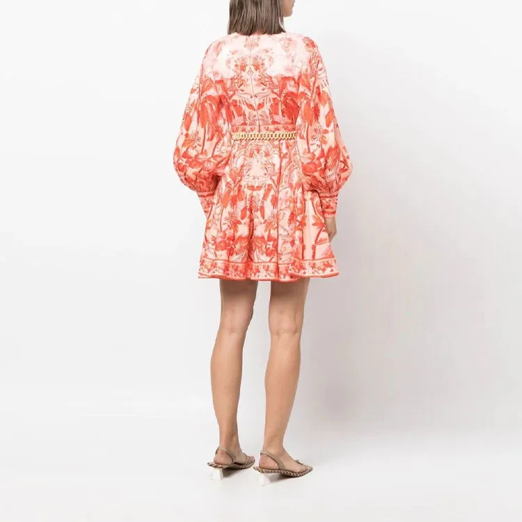 Zimmermann FW22 Long Sleeved Dress Women's Red-3