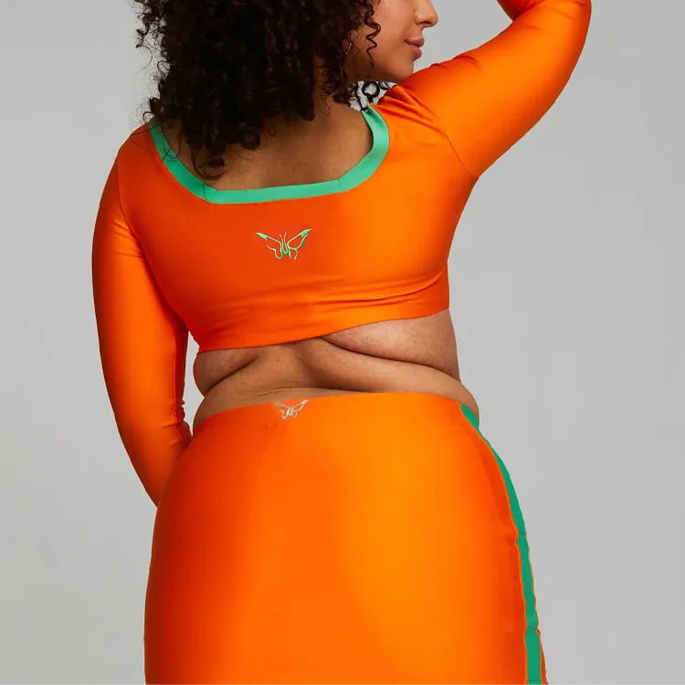 PUMA X DUA LIPA Crop Tops Women's Orange Red-3