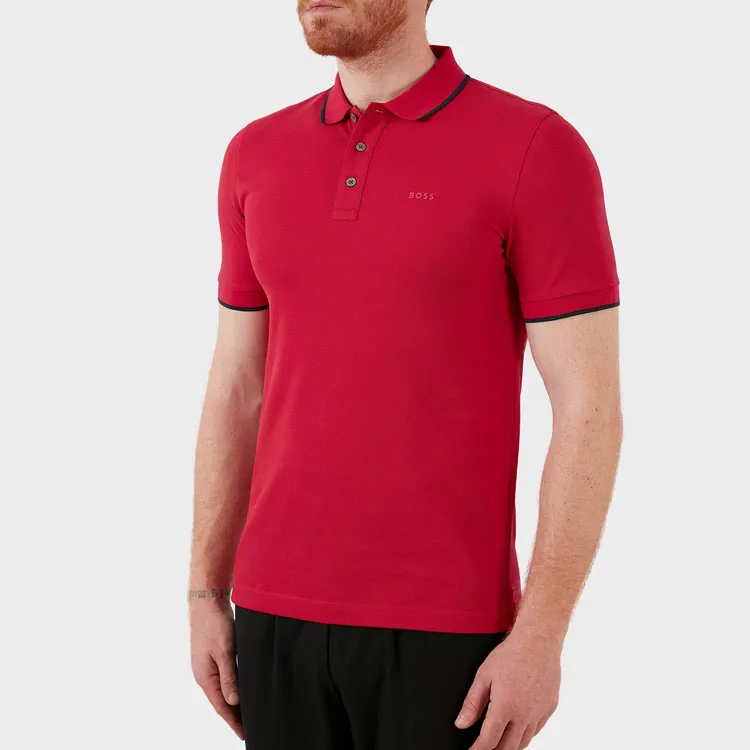HUGO BOSS Polo Shirts Men Rose Red-2