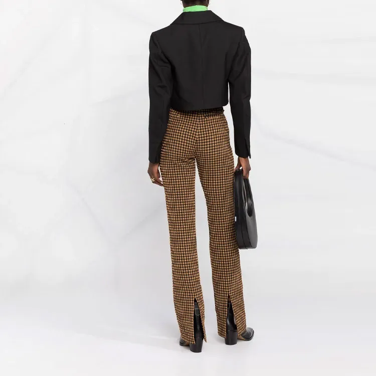 GANNI Double Breasted Cropped Blazer 'Black'-3