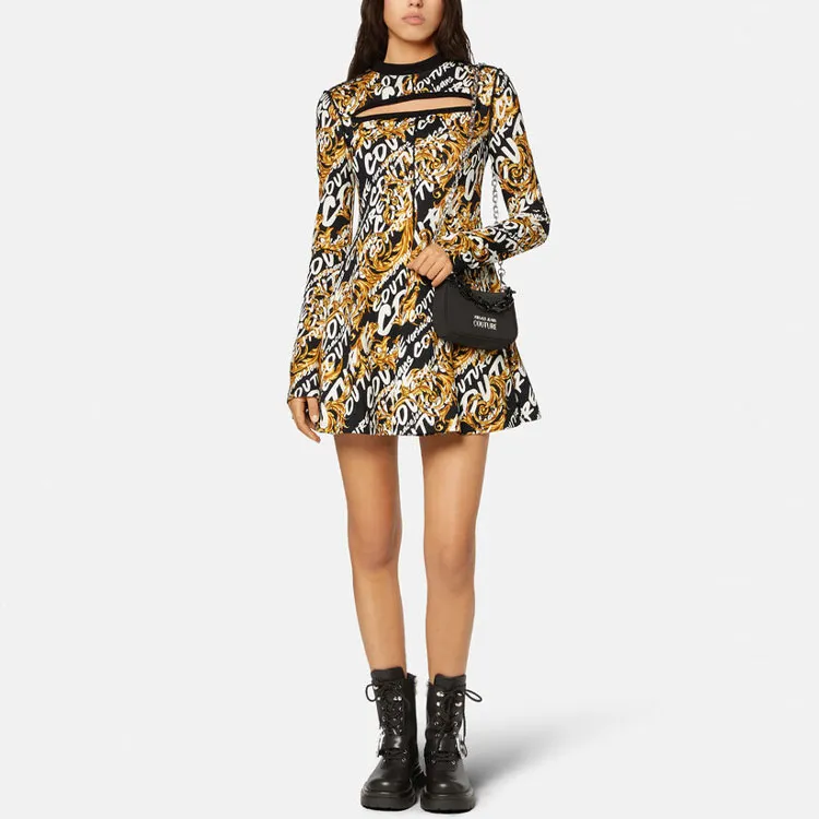 VERSACE JEANS COUTURE Long Sleeved Dresses Women's Black-1