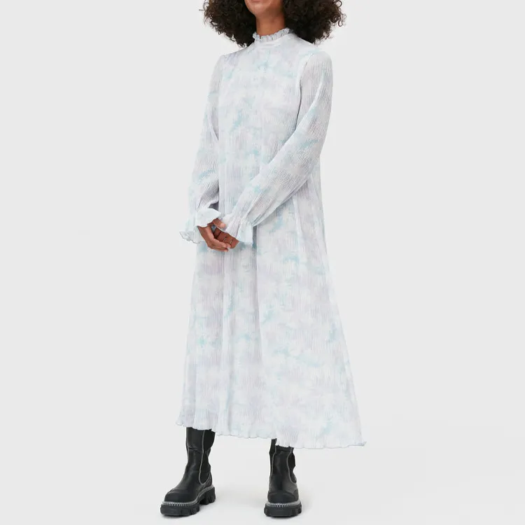 GANNI Long Sleeved Dresses Women's Blue Purple-3