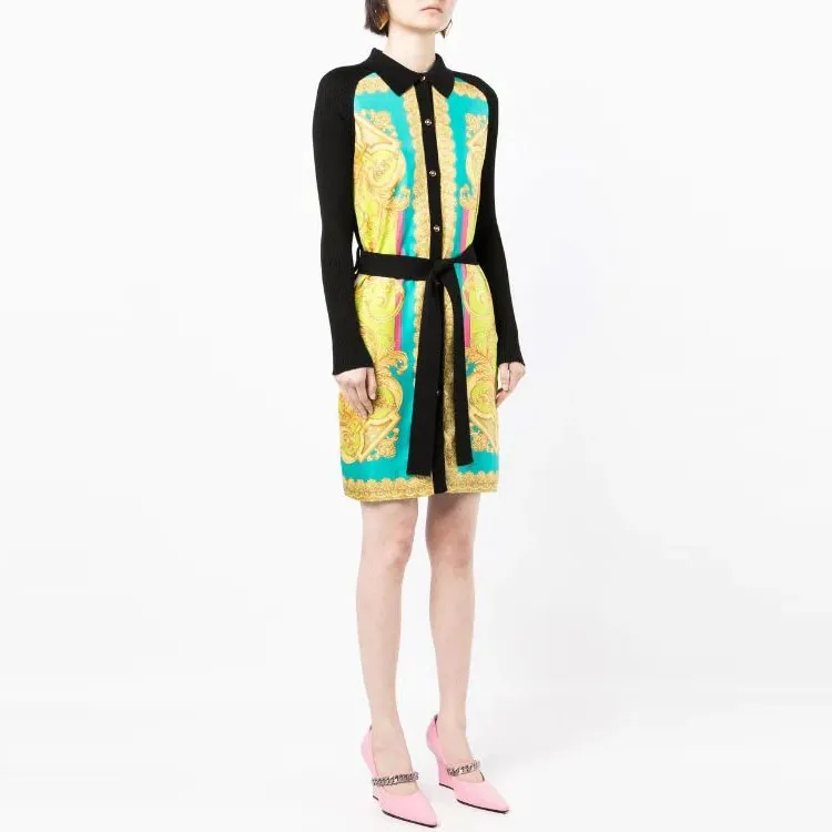 FANSIZHE VERSACE Long Sleeved Dress Women's Yellow-3