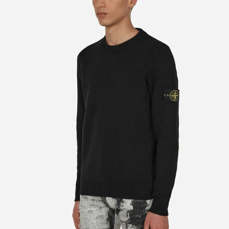 STONE ISLAND 508A3 Stockinette Stitch Lambswool Knitted Sweater-2