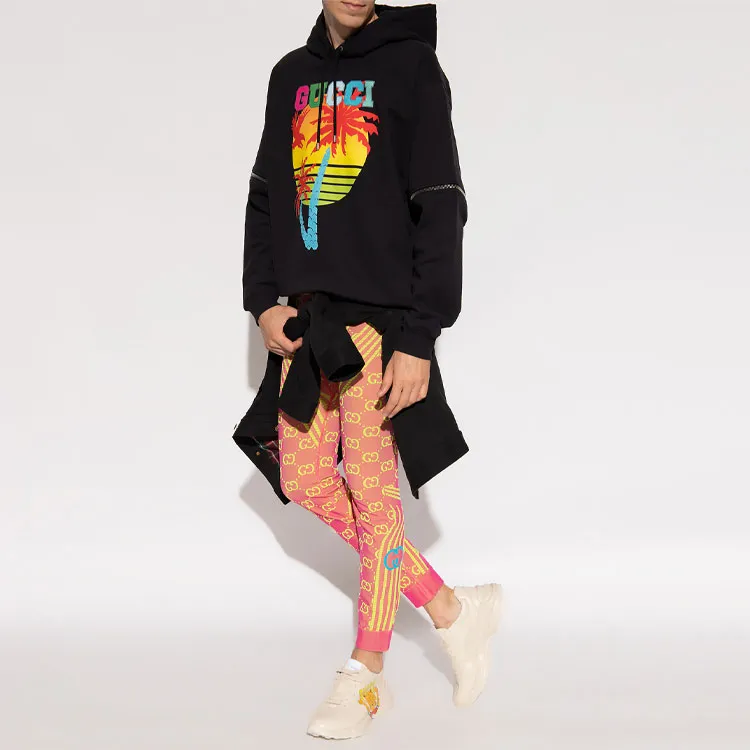 GUCCI Removable sleeve GUCCI Sunset print Hoodie-3