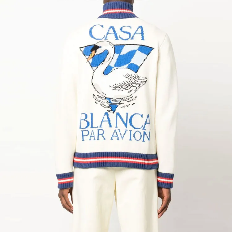 CASABLANCA Roll Neck Intarsia Knit Cardigan-2
