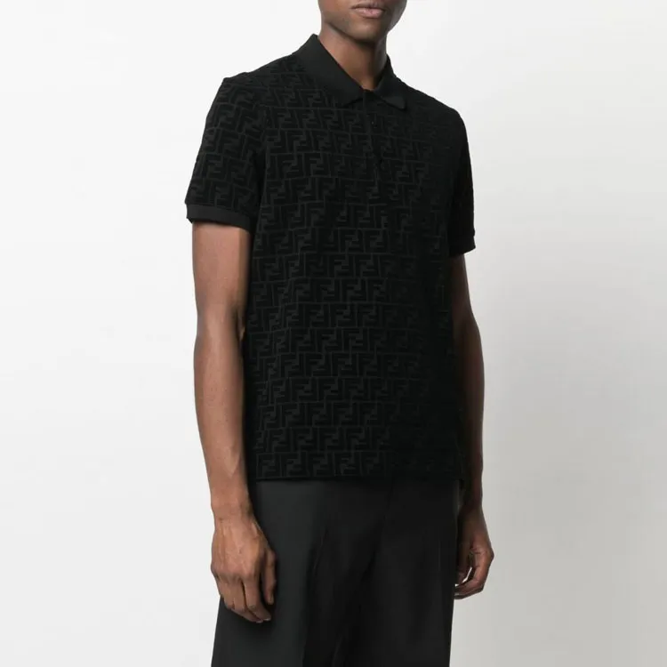 FENDI Ff Jacquard Short Sleeved Polo Shirt-5