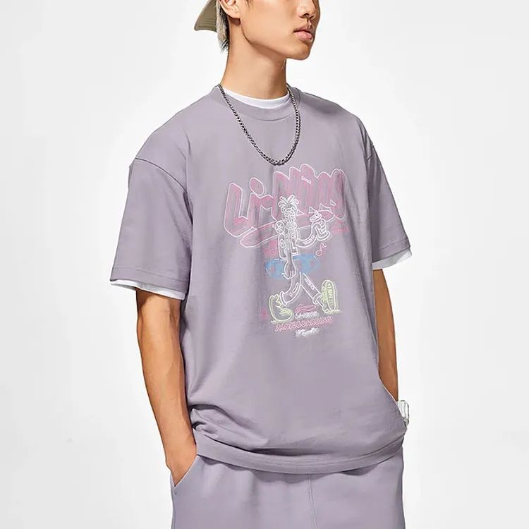 LiNing Regular T Shirt Unisex Smoked Gray Mauve-2