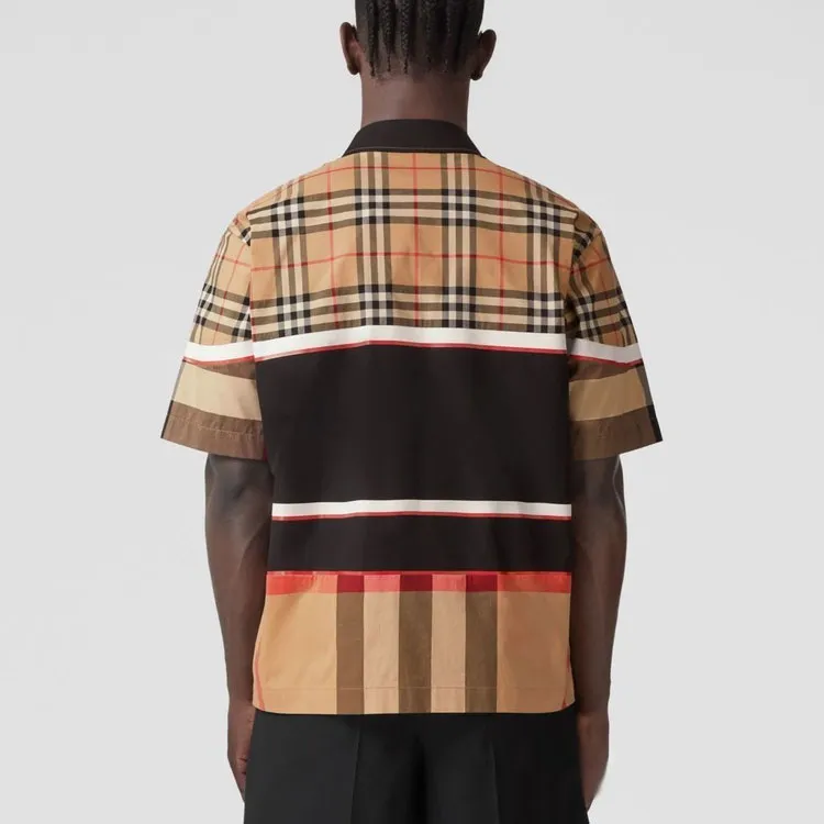 Burberry Short Sleeve Patchwork Check Cotton Shirt-2