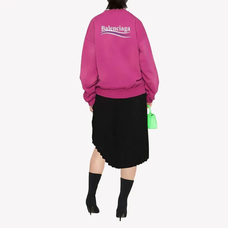 Balenciaga FW22 Sweatshirt Loose Fit Style Women's Fuchsia-2
