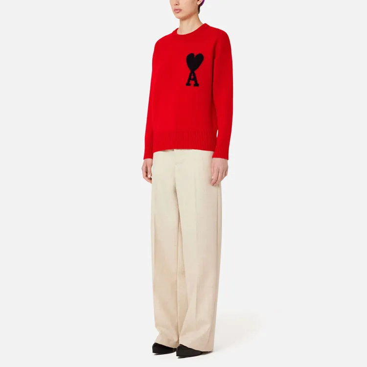 Ami Paris Ami De Coeur Merino Wool Crewneck Jumper-1