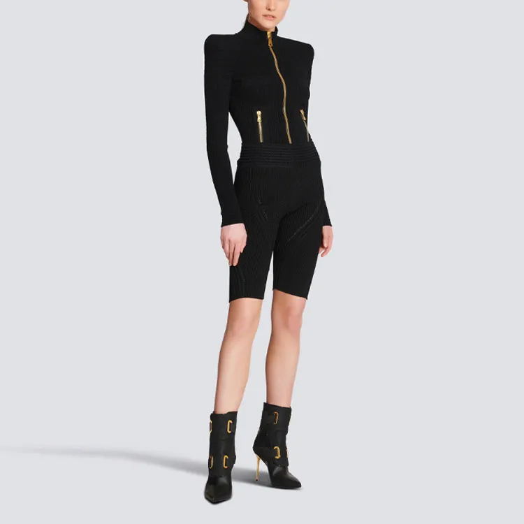 BALMAIN High Waist Stretched Shorts-3