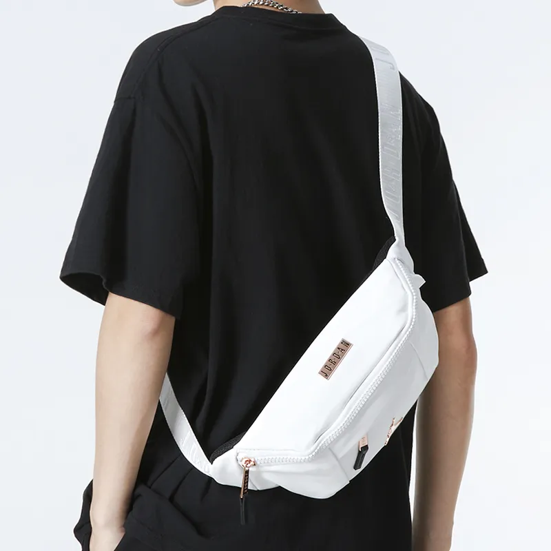 Jordan Polyurethane One Shoulder Crossbody Fanny Pack Regular Unisex White-3