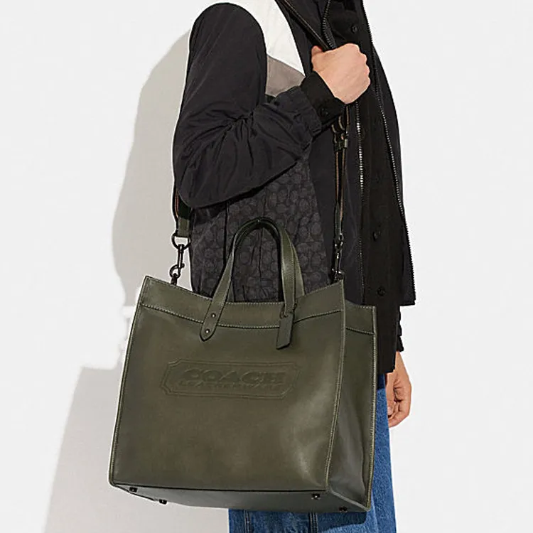 COACH Field Cow Leather Tote Bag Shopping Bag Handbag Shoulder Bag Crossbody Bag Large Size Men's Olive Green-4