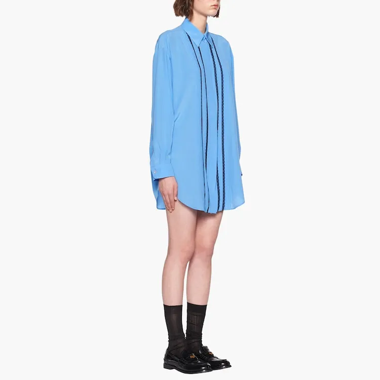 MIU MIU FW22 Long Sleeved Dresses Women's Light Blue-3