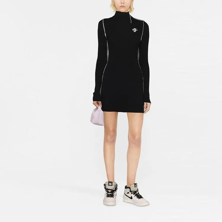 OFF-WHITE Embroidered-logo Knit Dress-1