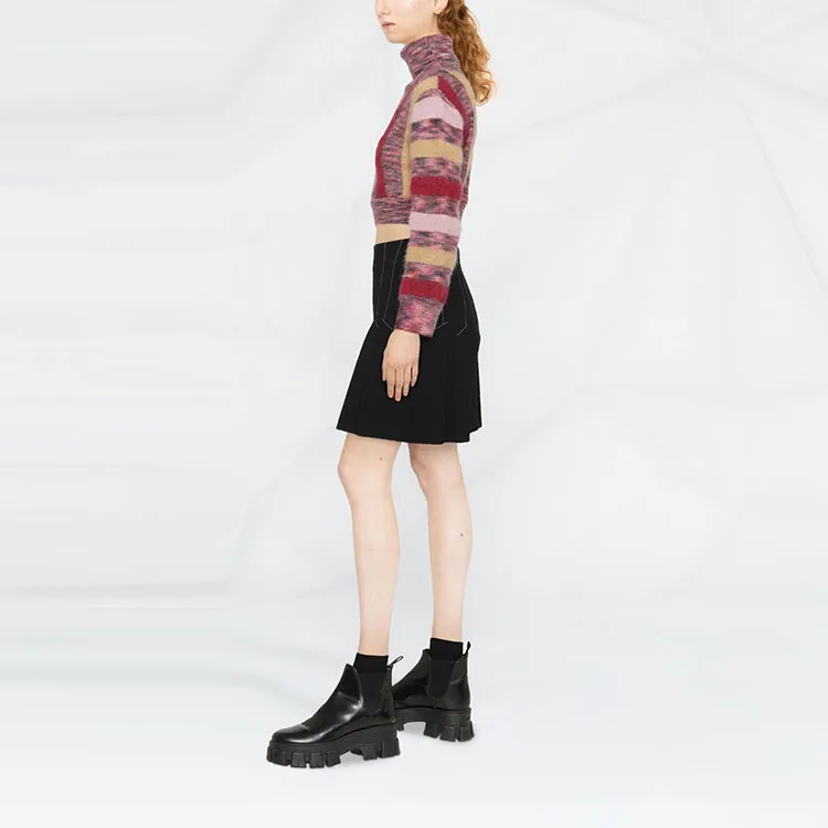 DSQUARED 2 Striped Cropped Turtle Neck Jumper-3