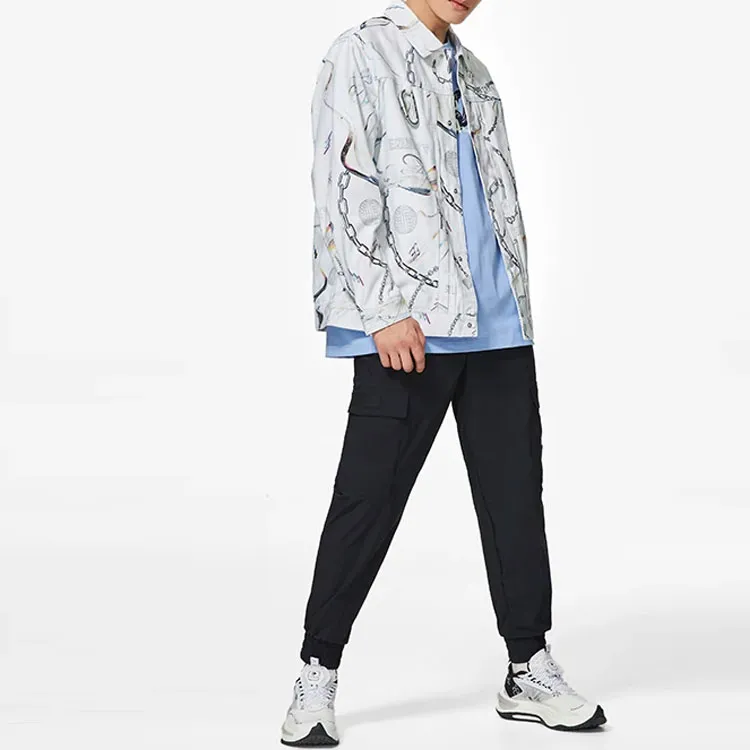 LiNing Shirt Men's White Gray All Over Print-2