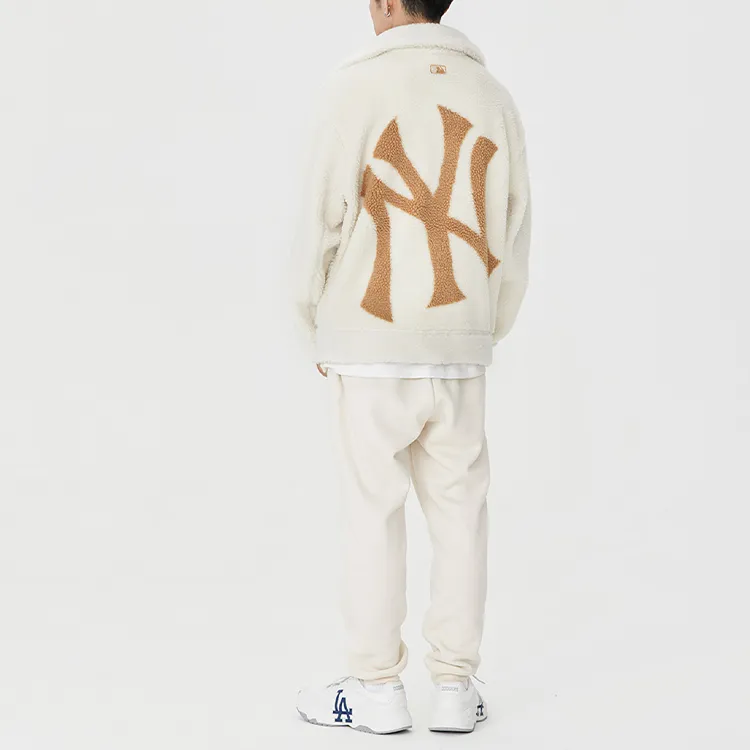 MLB New York Yankees Velvet Jackets Unisex Cream-3