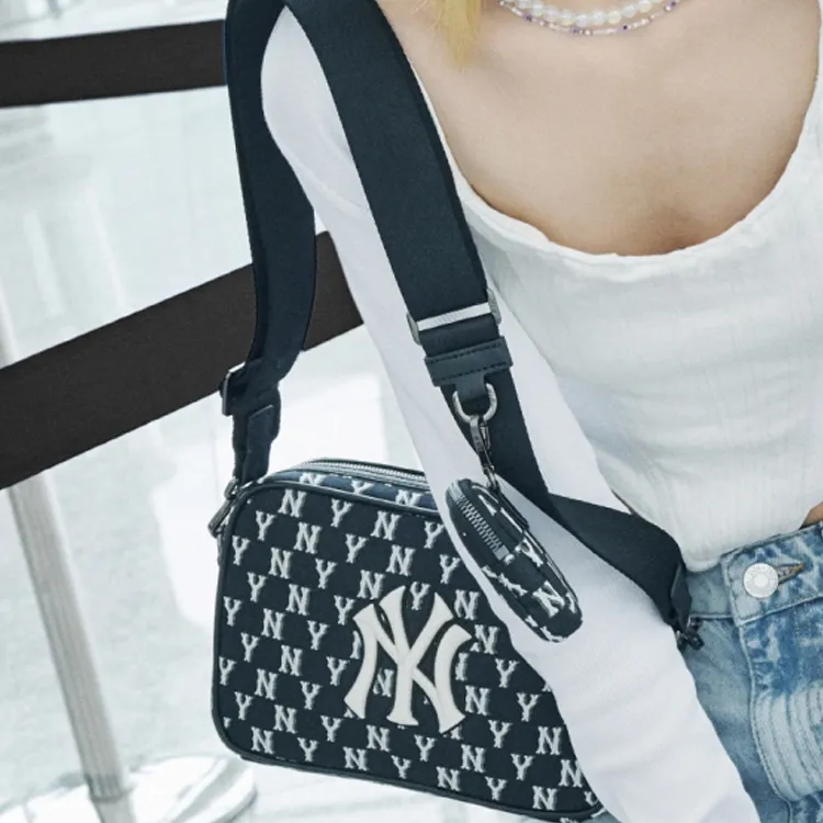 MLB Monogram Collection Polyester Combo Bag Camera Bag Crossbody Bag Shoulder Bag Unisex Black-8