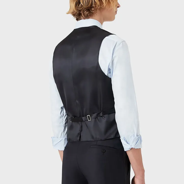 EMPORIO ARMANI Single breasted Worsted Virgin wool Gilet-3